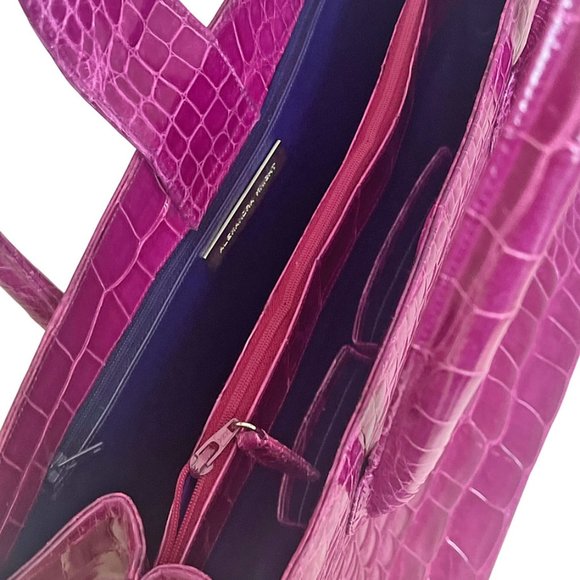 Alexandra Knight Magenta Glazed Alligator Georgia Tote Bag - Picture 6 of 8